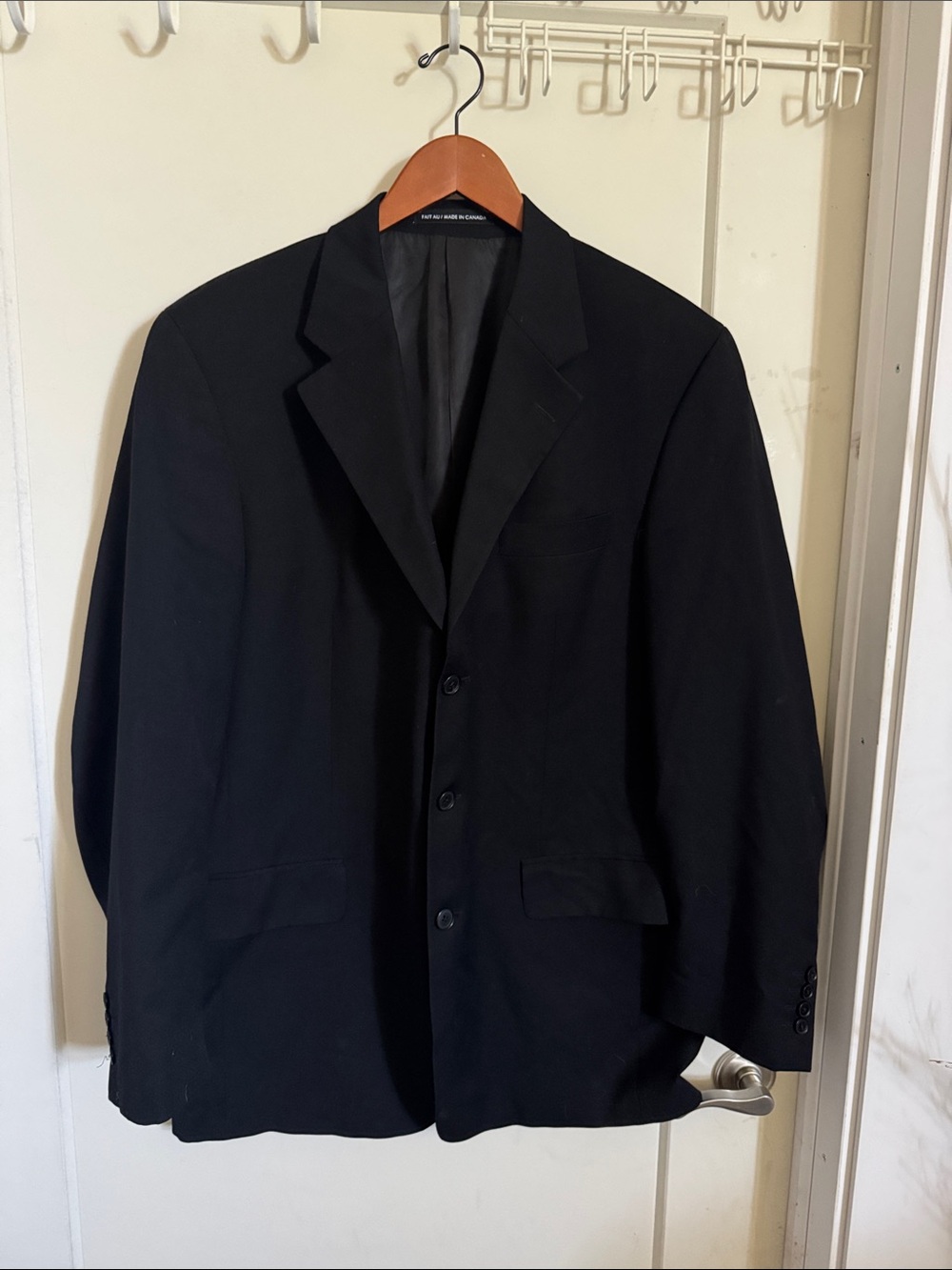 Jones New York Pure Wool Black Single-Breasted Suit Jacket 42T